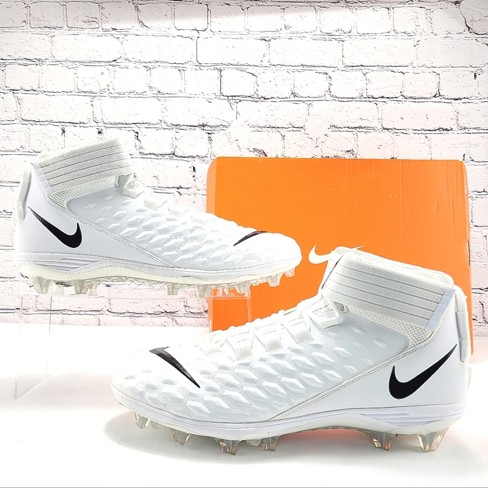 NIKE FORCE SAVAGE PRO 2, NIB Promo Football Cleats, Wht/Blk/Wolf Grey, Size 16 - Picture 2 of 9